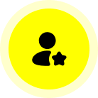 Person icon with star on yellow circle.
