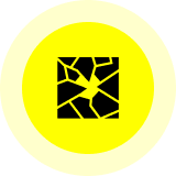 Yellow circle with abstract black pattern.