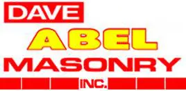 A red and yellow logo for a company called dave laberge masonry inc.